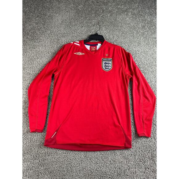 VINTAGE Umbro England Soccer Jersey M Red 2006/2008 Shirt Football World Cup - Picture 1 of 15